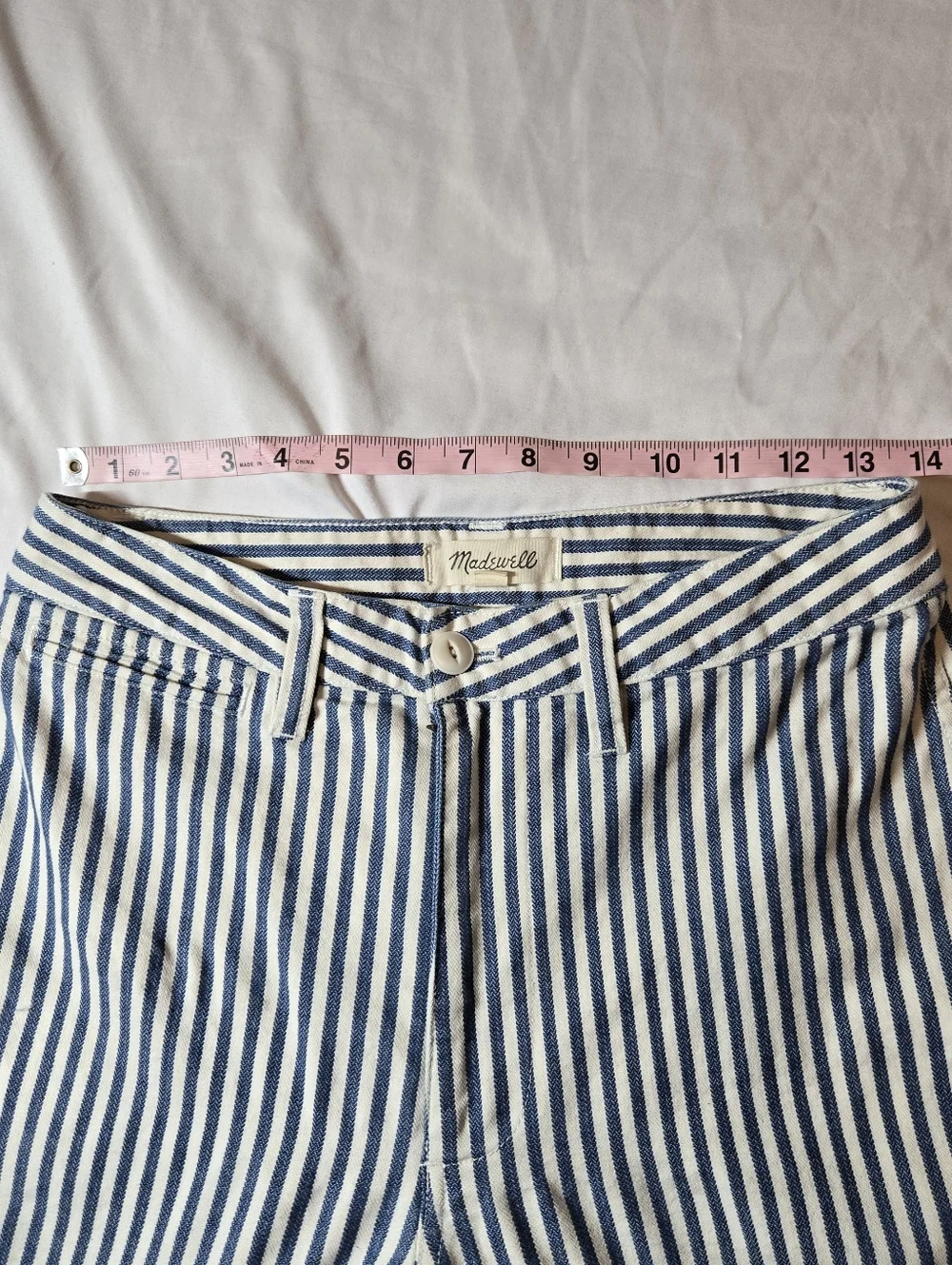 Madewell Emmett Wide-Leg Crop Pants Railroad Stripe Blue & White 27x24 - Picture 5 of 10